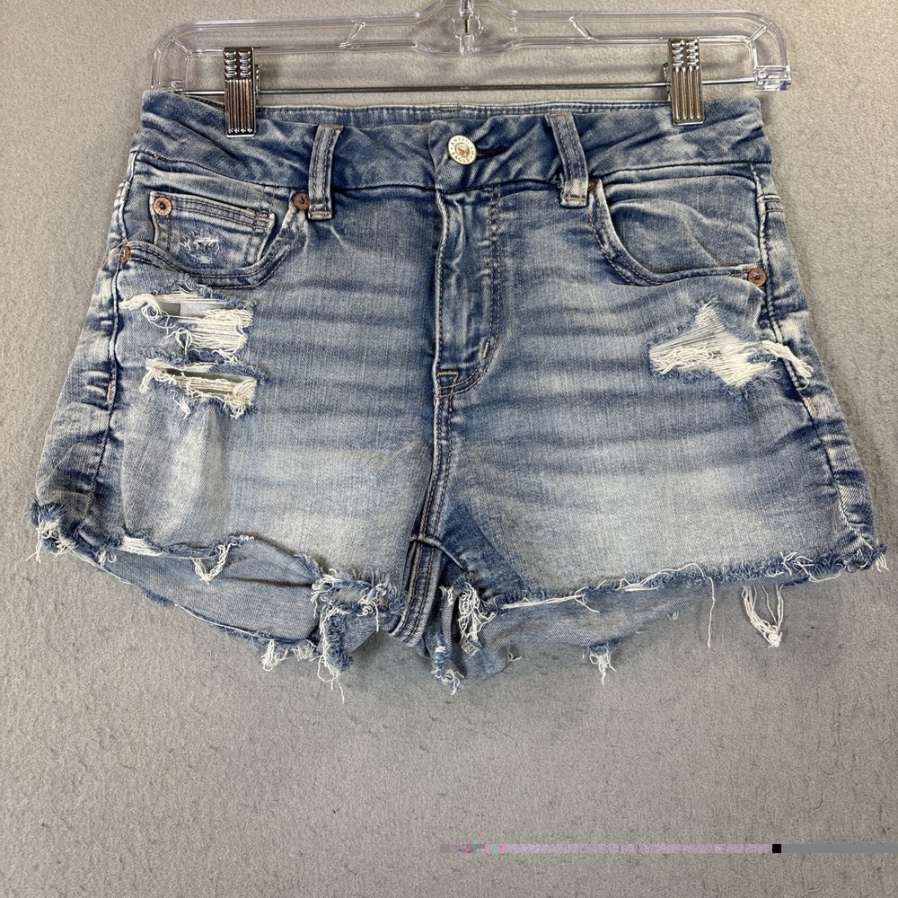 American Eagle‎ Curvy Hi-Rise Shortie Distressed Ripped High Waisted sz 4